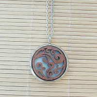 Colar Difusor Pessoal Relicário Para AROMATERAPIA INOX MADEIRA MANDALA R128 - Foto 3