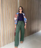 CALÇA PANTALONA LISA EM MALHA SOFT  -  VERDE MILITAR - Foto 3