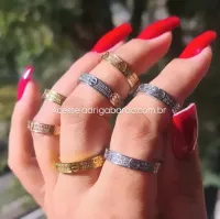 Anel love com zircônias cravejados 0,4 cm - Foto 4