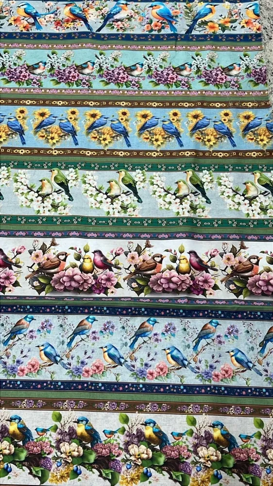 Tricoline Estampa Digital Barrado passaro