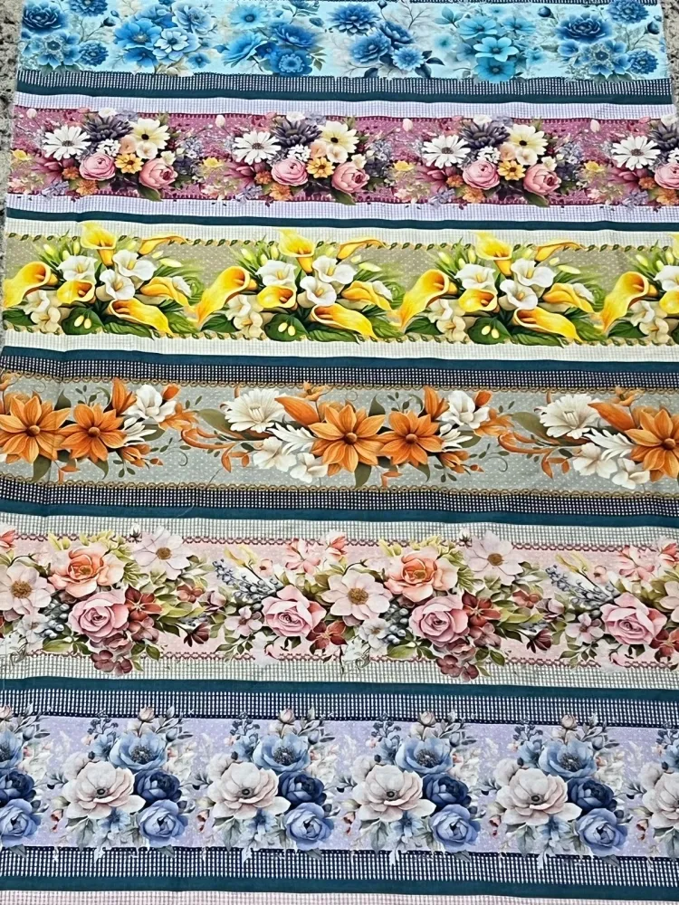  Tricoline Estampa Digital Barrado floral delicado Imagem