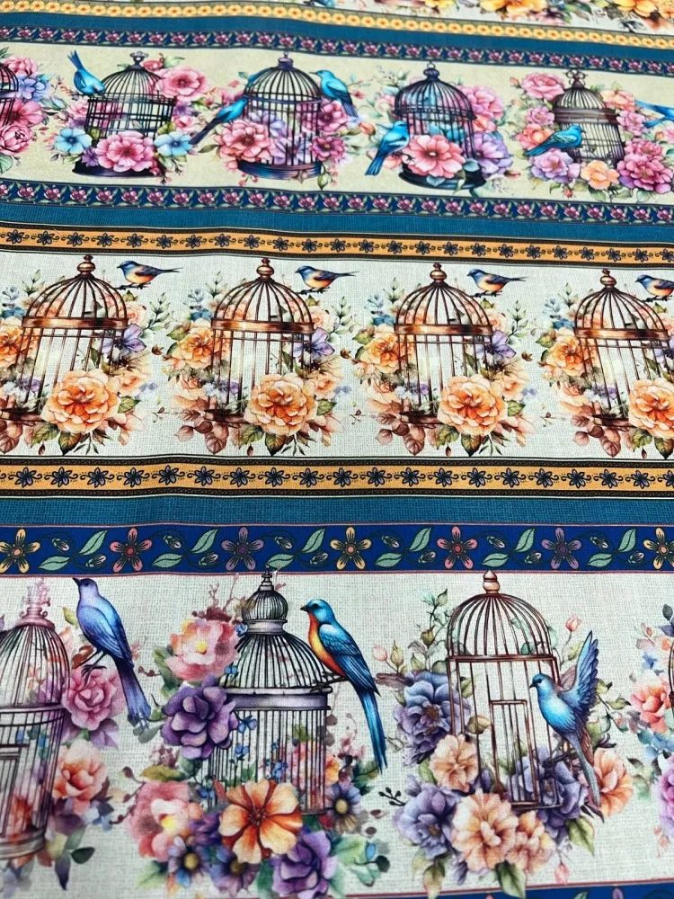   Tricoline Estampa Digital Barrado gaiola