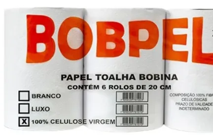 PAPEL TOALHA BOBINA 100% FARDO C/6 ROLOS-BOBPEL Imagem