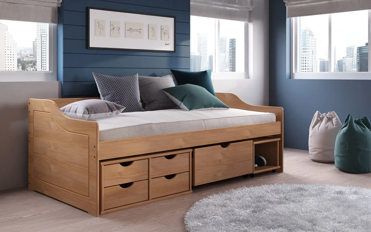 Cama Floro Solteiro Amêndoa-Links
