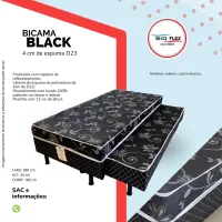 cama box solteiro com auxiliar black D23 4 cm bioflex
