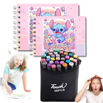 Kit 2 Livro De Colorir  50 Folhas 180g Com 36 Canetinhas