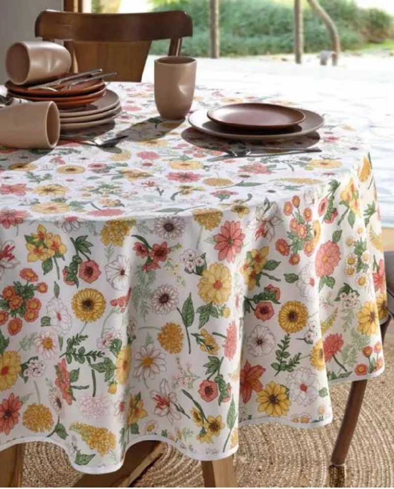 Toalha de Mesa 6 Cadeiras Retangular 1,40 x 2,10 m Flores IV
