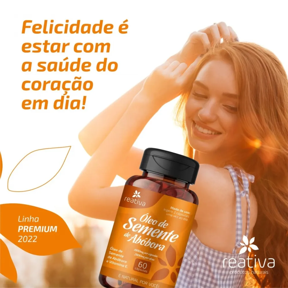 Óleo de Semente de Abóbora 60 Cápsulas 1000mg - Reativa