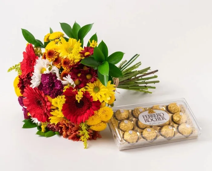 Buquê de Flores do Campo + Ferrero Imagem