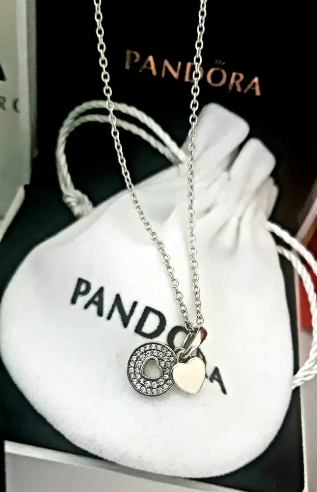 Colar coração branco Pandora
