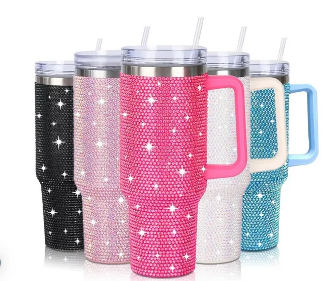 Copo Térmico Com Strass Brilho 1200ml 