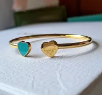 Bracelete aberto 2 corações azul T - Foto 3