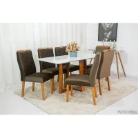 Mesa Pedro  Cadeiras 1,60x80 Madeira maciça Tampo de vidro + 6 CADEIRAS - Foto 5