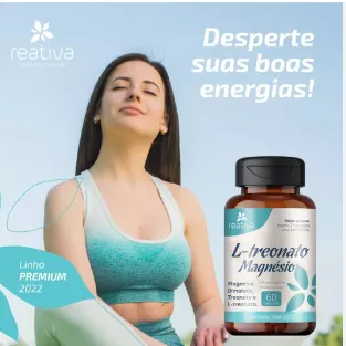 L-Treonato 60 Cápsulas - Reativa | Aumente sua Memória, Foco e Desempenho Cognitivo Imagem