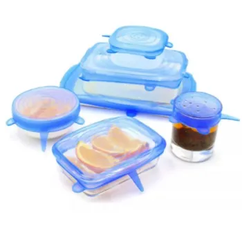Kit com 6 tampas de silicone universal elástica para pote panela forma - Foto 2