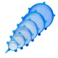 Kit com 6 tampas de silicone universal elástica para pote panela forma - Foto 3