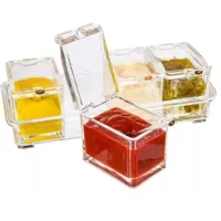 Kit 2 Organizador Acrílico 4 Potes Porta Temperos Gin Condimentos - Foto 3