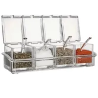 Kit 2 Organizador Acrílico 4 Potes Porta Temperos Gin Condimentos - Foto 4