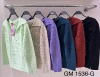 Blusa tricot mousse rendada com gola polo plus GM 1536 Tam G - Foto 2