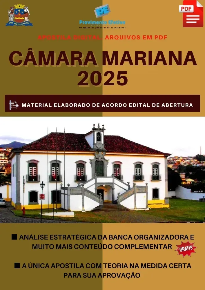 Apostila Câmara Mariana MG Técnico Administração 2025 Imagem