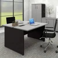 Estação de Trabalho Mesa Plataforma 1500 Para 2 Lugares Pé Painel com Caixa de Tomadas Versa - Foto 2