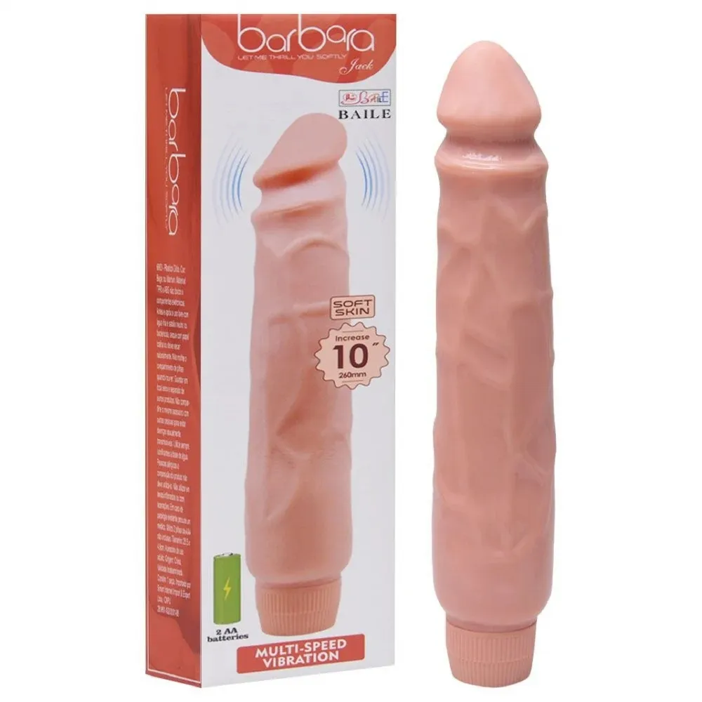 BÁRBARA PÊNIS MACIÇO COM VIBRADOR EM SOFT SKIN 25CM
