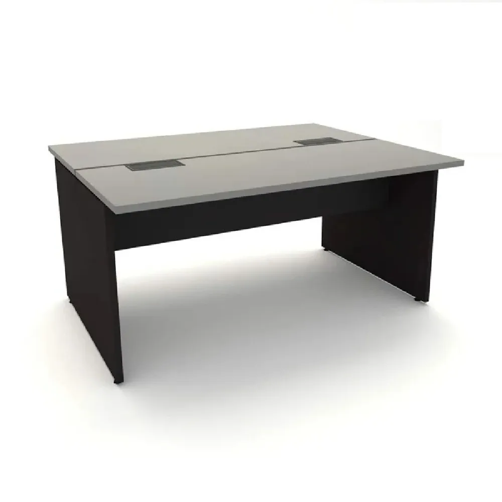 Estação de Trabalho Mesa Plataforma 1500 Para 2 Lugares Pé Painel com Caixa de Tomadas Versa Imagem