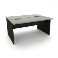 Estação de Trabalho Mesa Plataforma 1500 Para 2 Lugares Pé Painel com Caixa de Tomadas Versa