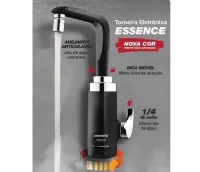 Torneira Elétrica Essence Parede 220 Volts 5500 Watts Preta Cromada - 7551031  - Foto 4