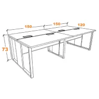 Estação de Trabalho Mesa Plataforma 1500 Para 4 Lugares Pé Quadro com Caixas de Tomadas Versa - Foto 4