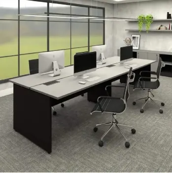 Estação de Trabalho Mesa Plataforma 1200 Para 4 Lugares Pé Painel com Caixas de Tomadas Versa