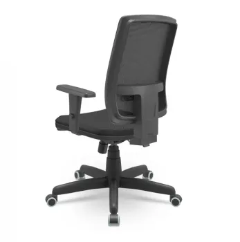 Presidente Brizza Tela Cor Preta Mecanismo Relax Base Giratória com Braços Reguláveis - Foto 2