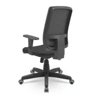 Presidente Brizza Tela Cor Preta Mecanismo Relax Base Giratória com Braços Reguláveis - Foto 2