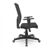 Presidente Brizza Tela Cor Preta Mecanismo Relax Base Giratória com Braços Reguláveis - Foto 3