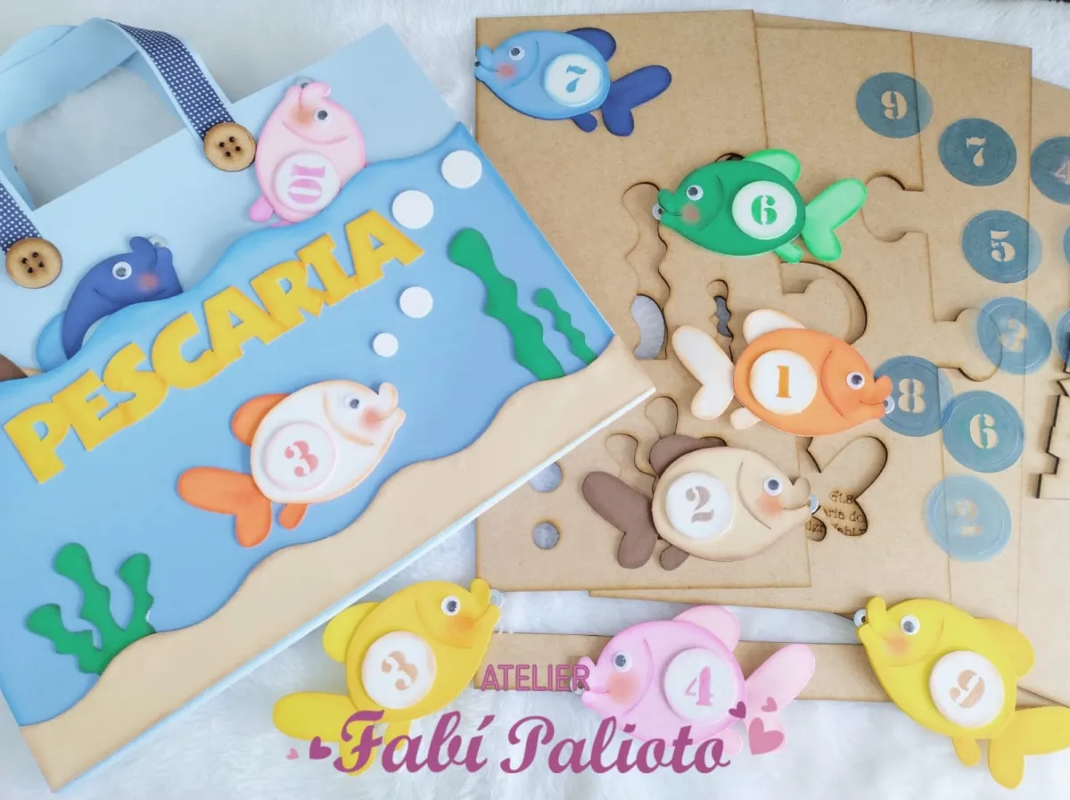 G1.868  Gabarito de Moldes  em MDF Pescaria dos Números 