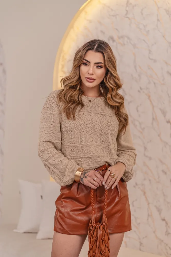 Croped tricot com gola redonda GM 811 Tam M