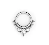 Argola em Titânio CLICKER INDIANO 3 Pedras e Esferas 1.2mmTIT18