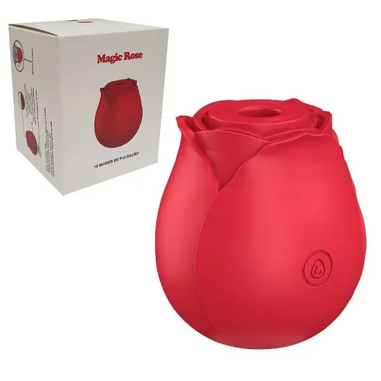 Estimulador de Clitóris 10 Pulsações em Formato Rosa Vermelho USB - ML-M001