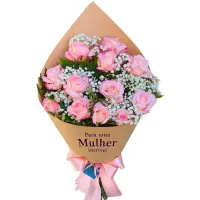Buquê de Ternura: 12 Rosas em Tom Suave