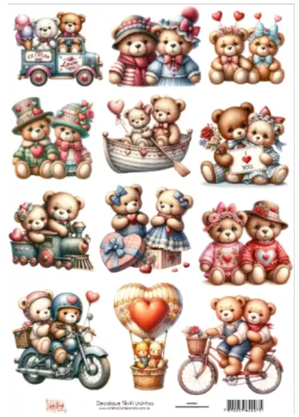 DX-007 - Adesivo Têxtil Ursinhos - Tam. 21,0x14,8cm Imagem
