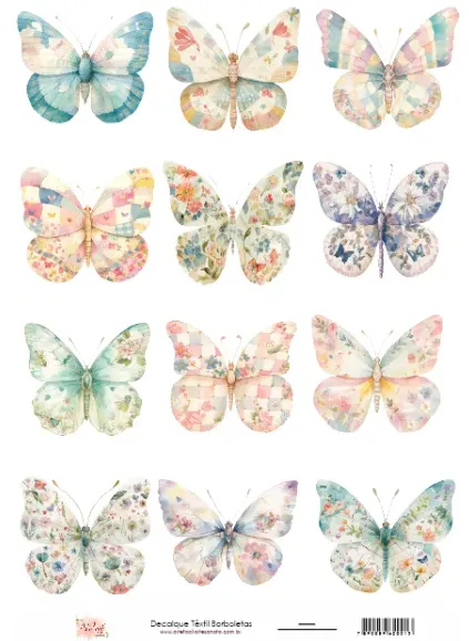 DX-001 - Adesivo Têxtil Borboletas - Tam. 21,0x14,8cm