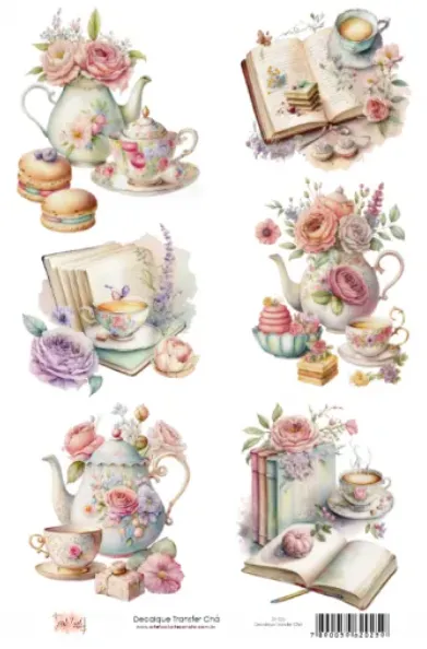 DT-025 - Adesivo Transfer Chá - Tam. 21,0x14,8cm