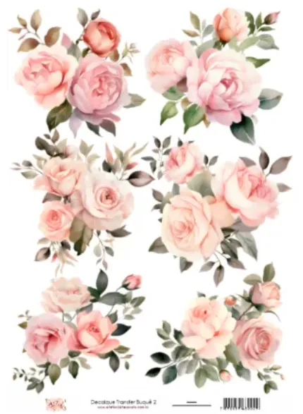 DT-002- Adesivo Transfer Buquê 2 - Tam. 21,0x14,8cm Imagem