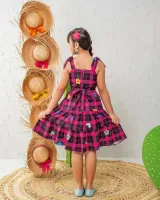 Vestido Xadrez Preto Pink - Foto 2