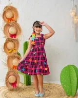 Vestido Xadrez Preto Pink - Foto 4