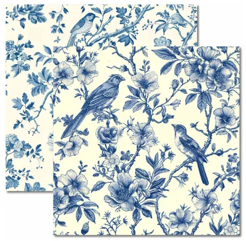 SC-921 - Toile de Jouy 1 - Papel para Scrapbook Dupla Face