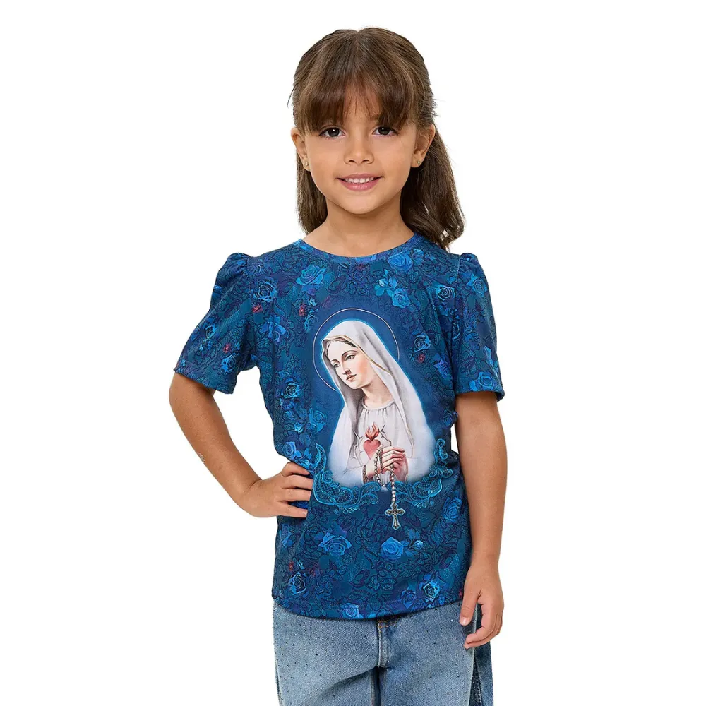 Baby Look Infantil Nossa Senhora de Fátima