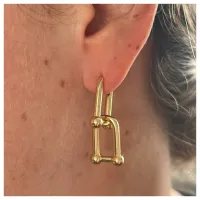 Brinco dois elos lisos banhado a ouro 