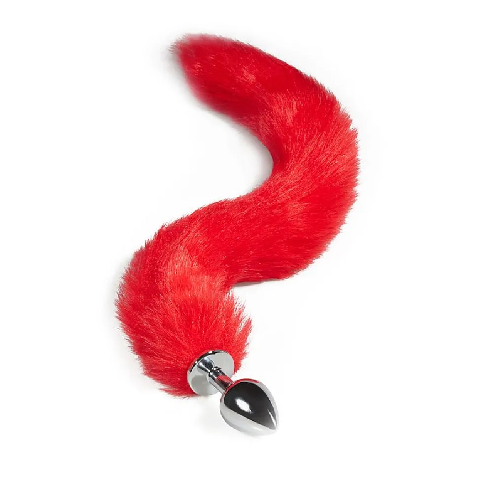 PLUG ANAL DE AÇO COM RABO DE RAPOSA ARTIFICIAL TAMANHO M - VERMELHO.                        LIBYSEXSHOP Imagem
