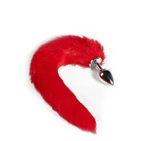 PLUG ANAL DE AÇO COM RABO DE RAPOSA ARTIFICIAL TAMANHO M - VERMELHO.                        LIBYSEXSHOP - Foto 2